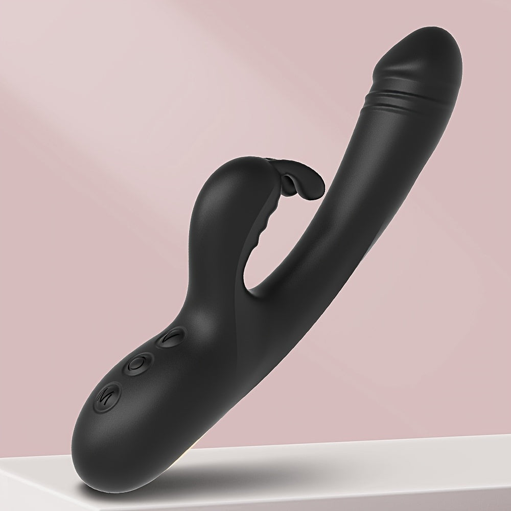 Sandfox Vibrating Rabbit Dildo, 10 Frequency Silent Vaginal Massage, G-Spot Stimulation, USB Powered, Rechargeable Lithium Battery, Adult Intimacy Toy, Wireless, 500mAh Capacity