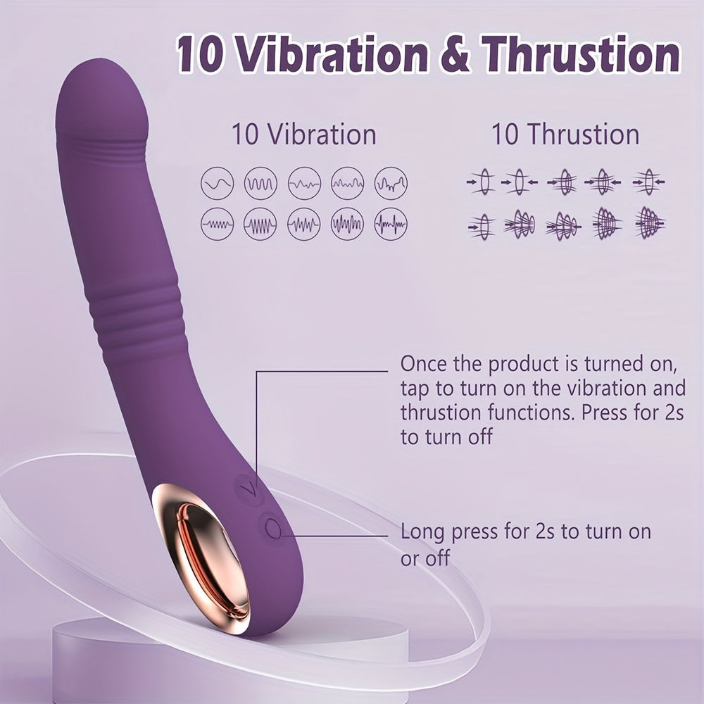 10 Vibration Modes USB Rechargeable Dual Function Adult Toy: Realistic Silicone Design for Female and Couples - Sandfox Brand