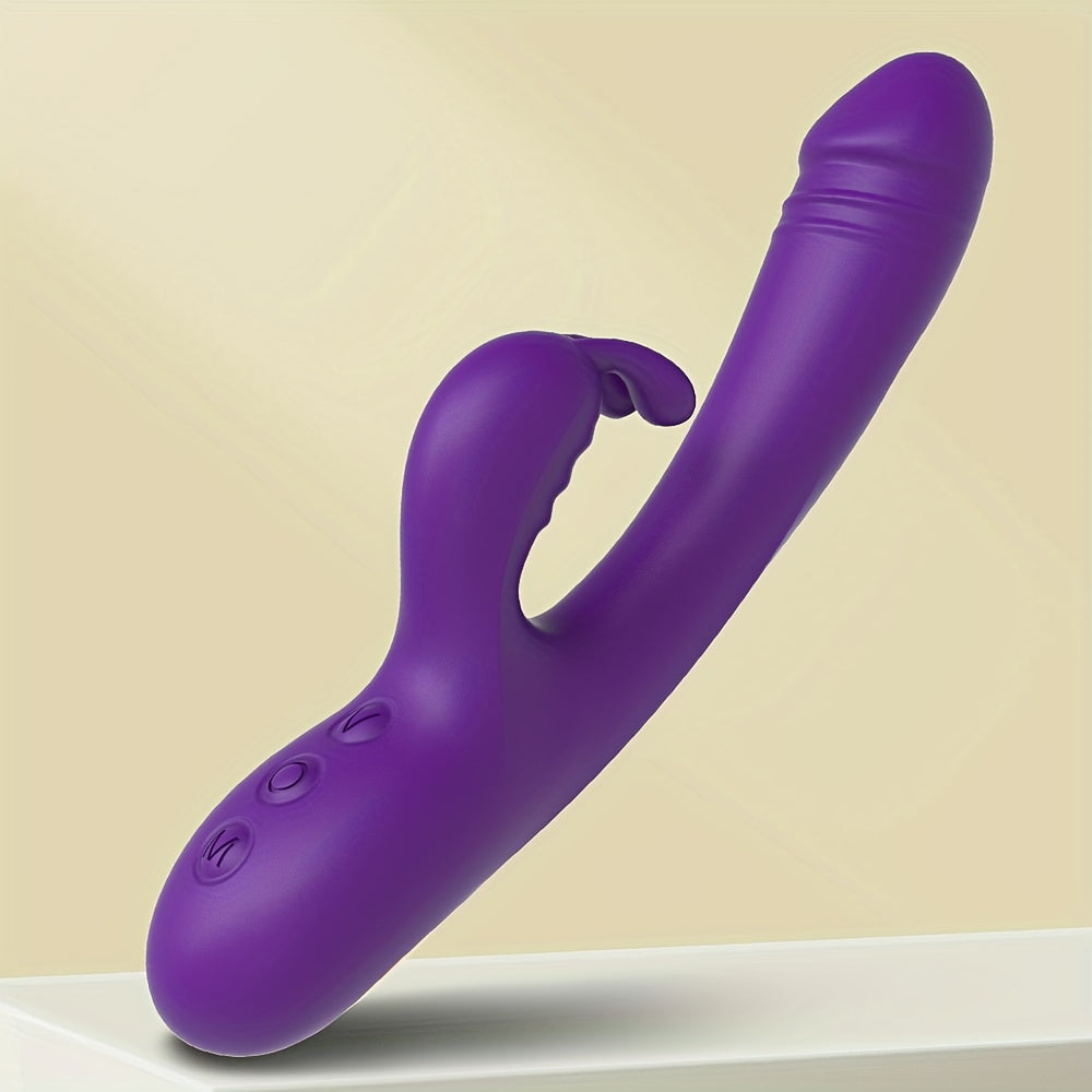 Sandfox Vibrating Rabbit Dildo, 10 Frequency Silent Vaginal Massage, G-Spot Stimulation, USB Powered, Rechargeable Lithium Battery, Adult Intimacy Toy, Wireless, 500mAh Capacity