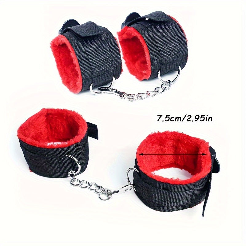 7pcs, Bondage Kit, Bed Restraints Set, Wrist Ankle Cuffs, Sexy Eye Mask, Mouth Plug, Sex Toys For Adult Party Supplies