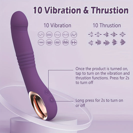 10 Vibration Modes USB Rechargeable Dual Function Adult Toy: Realistic Silicone Design for Female and Couples - Sandfox Brand