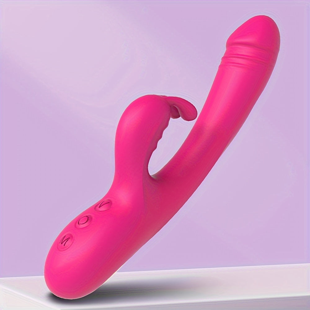 Sandfox Vibrating Rabbit Dildo, 10 Frequency Silent Vaginal Massage, G-Spot Stimulation, USB Powered, Rechargeable Lithium Battery, Adult Intimacy Toy, Wireless, 500mAh Capacity