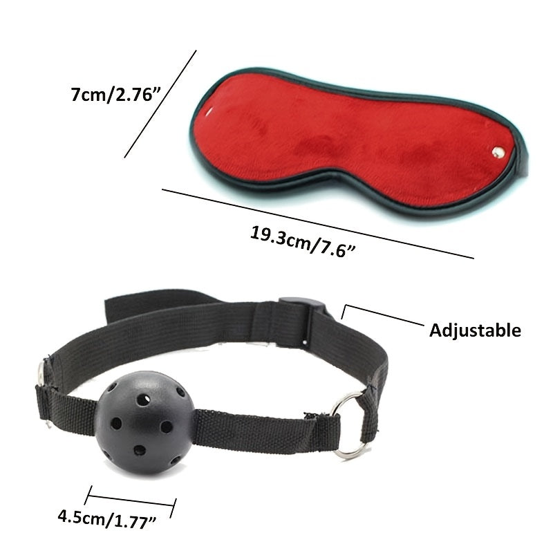 7pcs, Bondage Kit, Bed Restraints Set, Wrist Ankle Cuffs, Sexy Eye Mask, Mouth Plug, Sex Toys For Adult Party Supplies